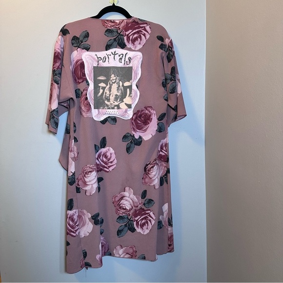 Portals kimono up cycle floral dusty rose - Picture 1 of 5